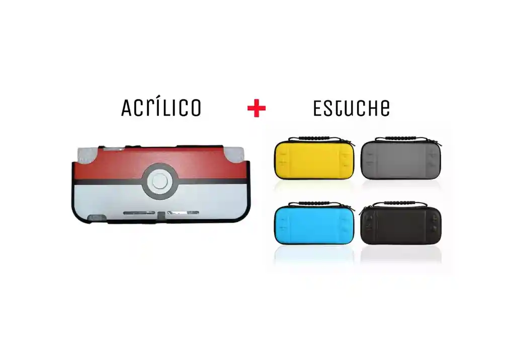 Acrilico Protector De Pokebola + Estuche Rigido Compatible Con Switch Lite