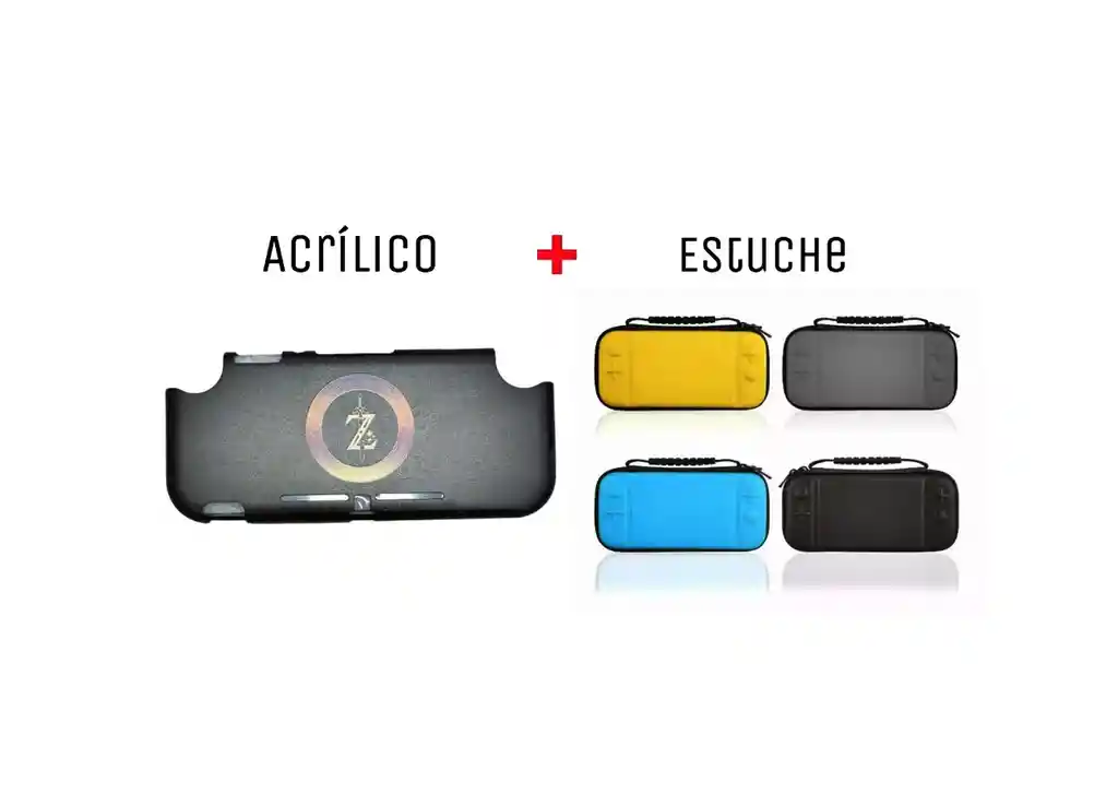 Acrilico Protector De Zelda Z + Estuche Rigido Compatible Con Switch Lite