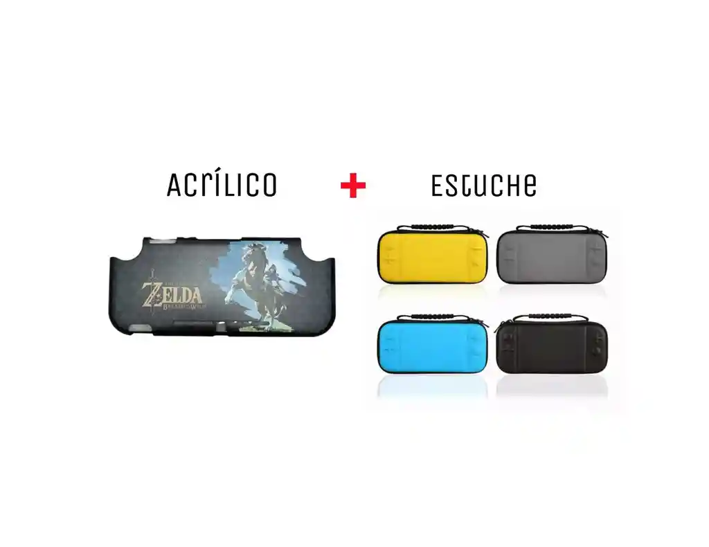 Acrilico Protector De Zelda Caballo + Estuche Rigido Compatible Con Switch Lite