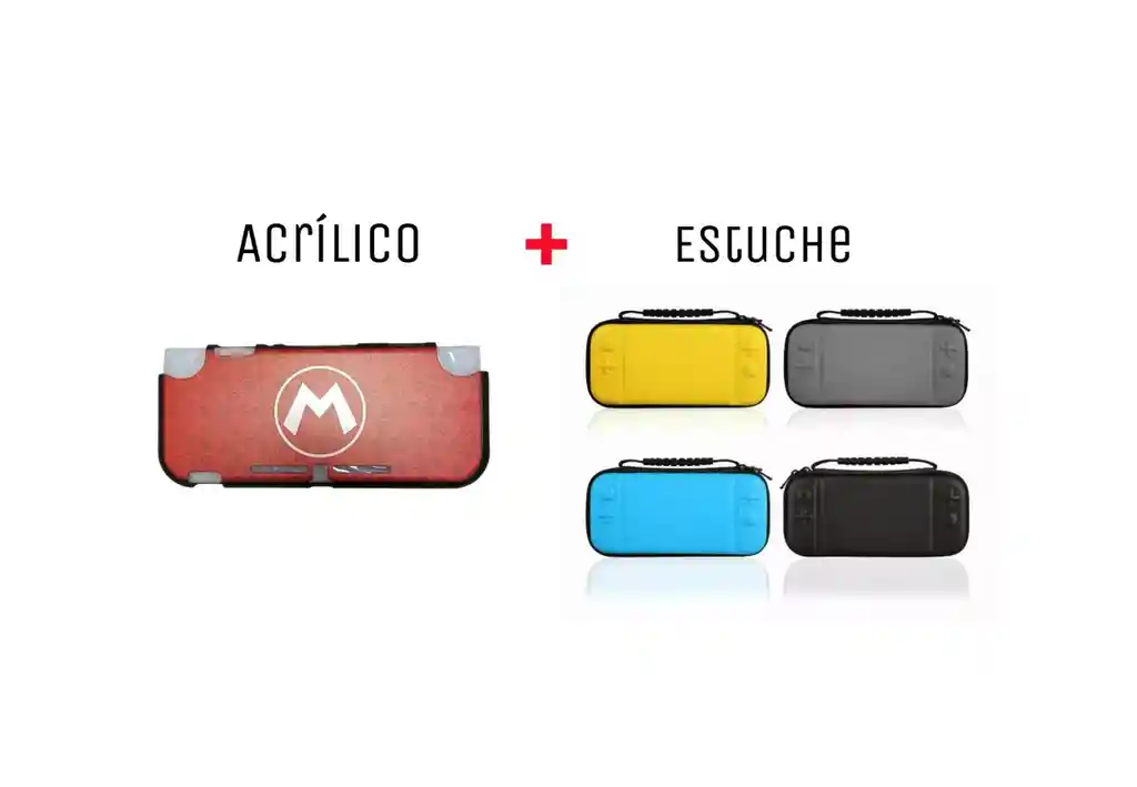 Acrilico Protector De M Mario + Estuche Rigido Compatible Con Switch Lite