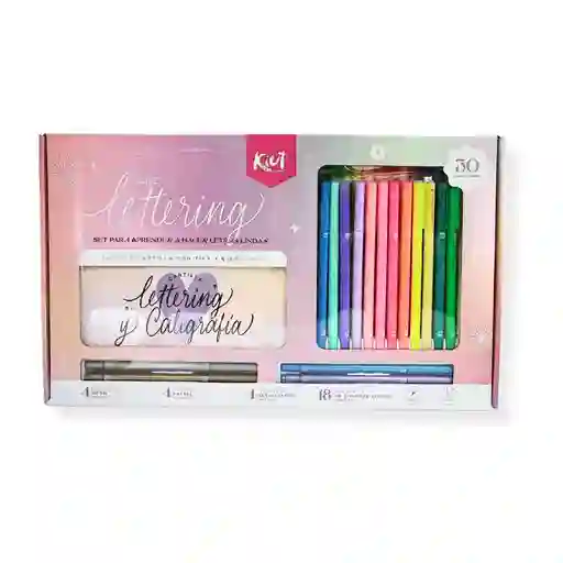 Kit De Lettering Kiut Cartilla + Marcadores Punta Pincel X 30