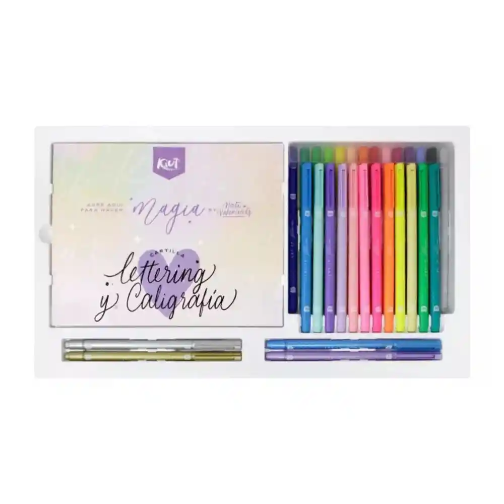 Kit De Lettering Kiut Cartilla + Marcadores Punta Pincel X 30