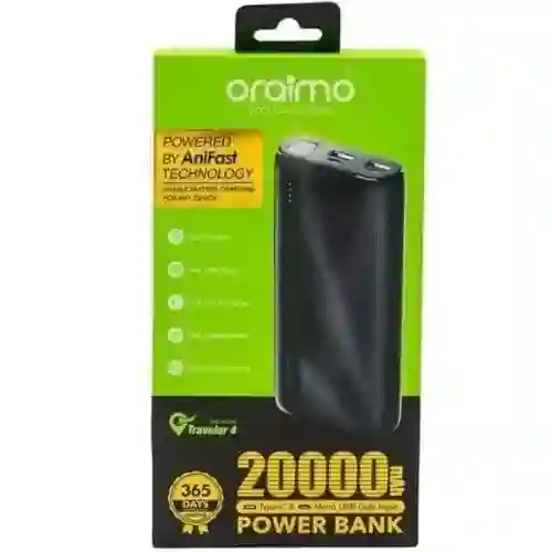 Bateria Externa Traveler 4pro 20.000 Mah Carga Rápida Oraimo