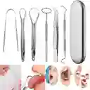 Kit Dental Limpieza Oral En Acero Set De 6 Accesorios