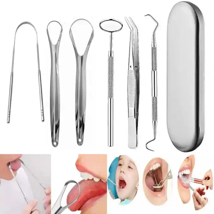 Kit Dental Limpieza Oral En Acero Set De 6 Accesorios