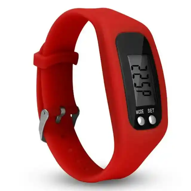 Reloj Podómetro Con Pantalla Lcd - Fitness Rojo