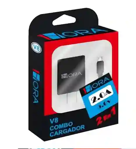 Combo Cargador Tipo Micro Usb (v8) 2.0a 10w - Gar064 Negro