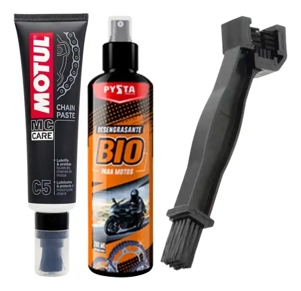 Motul C5 Lubricante Cadenas + Cepillo + Desengrasante