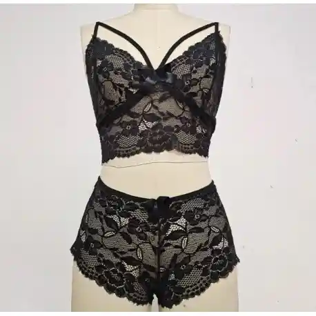 Hermoso Conjunto Encaje Cachetero