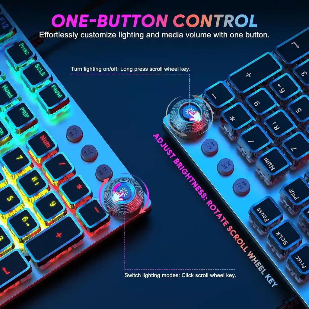 Teclado Mecanico Al 100% Rgb Tecurs | Con Roller Multimedia