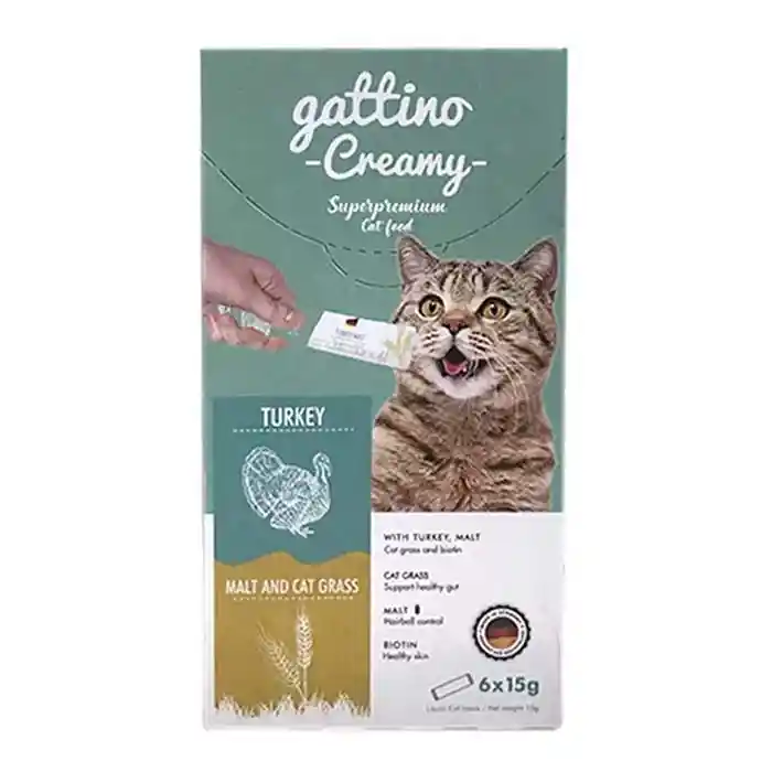 Gattino Creamy Snack Líquido Para Gatos Pavo Y Malta X6