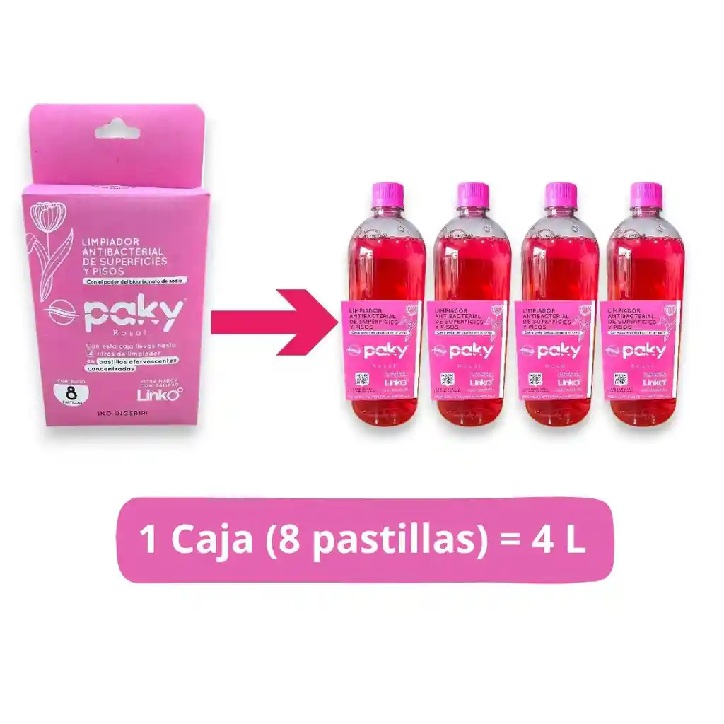 Duo Pack Limpiador Paky Con Aroma Rosal Y Vinagre En Pastillas Efervescentes Paky Con 2 Botellas, 1 Atomizador Y 1 Tapa