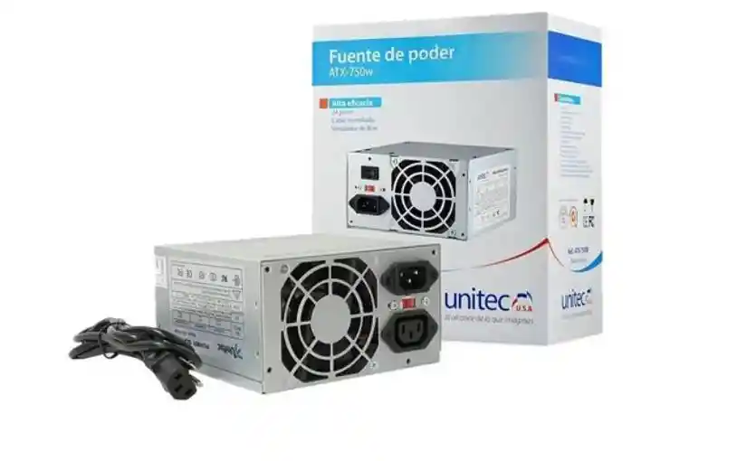 Fuente De Poder Atx Torre Pc Mesa 750w 24 Pin+2 De Sata+ 2 De Ide +1 De 4 Pines Calidad Excelente