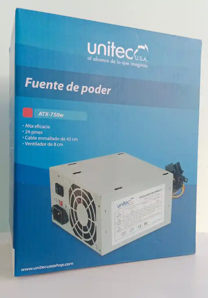 Fuente De Poder Atx Torre Pc Mesa 750w 24 Pin+2 De Sata+ 2 De Ide +1 De 4 Pines Calidad Excelente