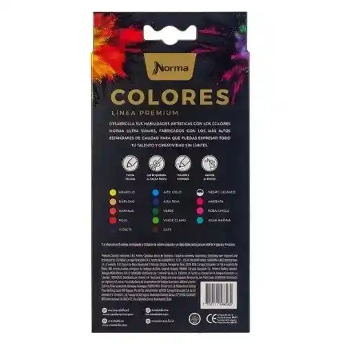 Color Norma Linea Premium X 15 Colores Unipunta