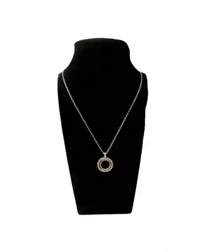 Cadena Collar Plata Ley 925 Cadena Circulo Doble Brillantes Garantia Original + Estuche De Lujo