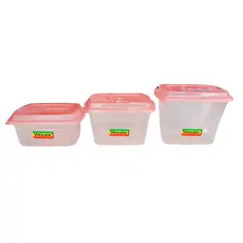 Recipientes Rectangulares X 3 ( 11oz, 14 Oz, 16 Oz)