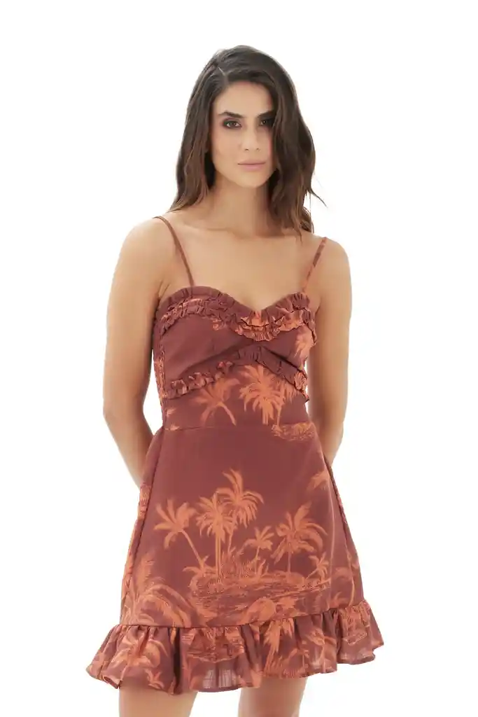 Vestido Corto Viaje Nocturno Mare Terracota S