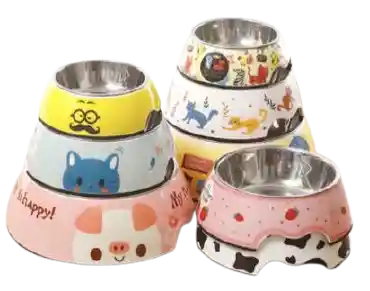 Calabaza Pets Comedero Doble Melamina Con Diseños Pc14s