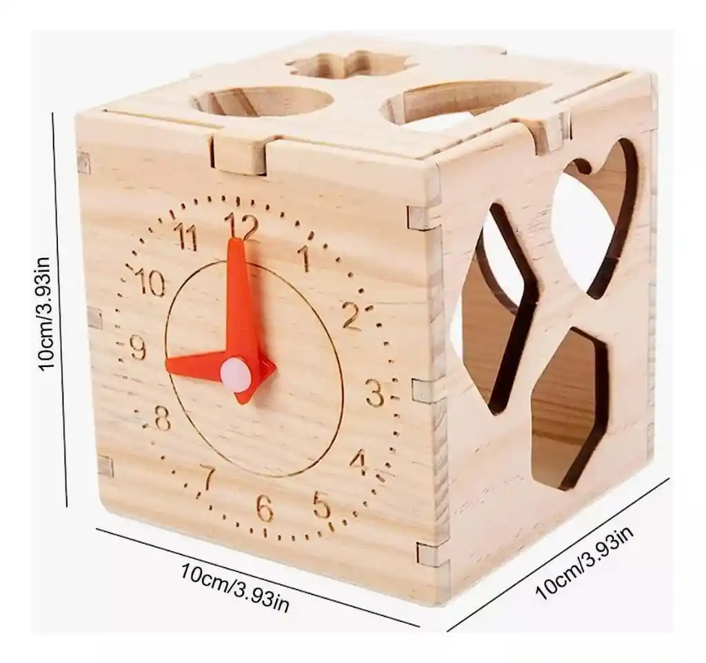 Cubo Bloques De Construcción Montessori Con Reloj Para Niños