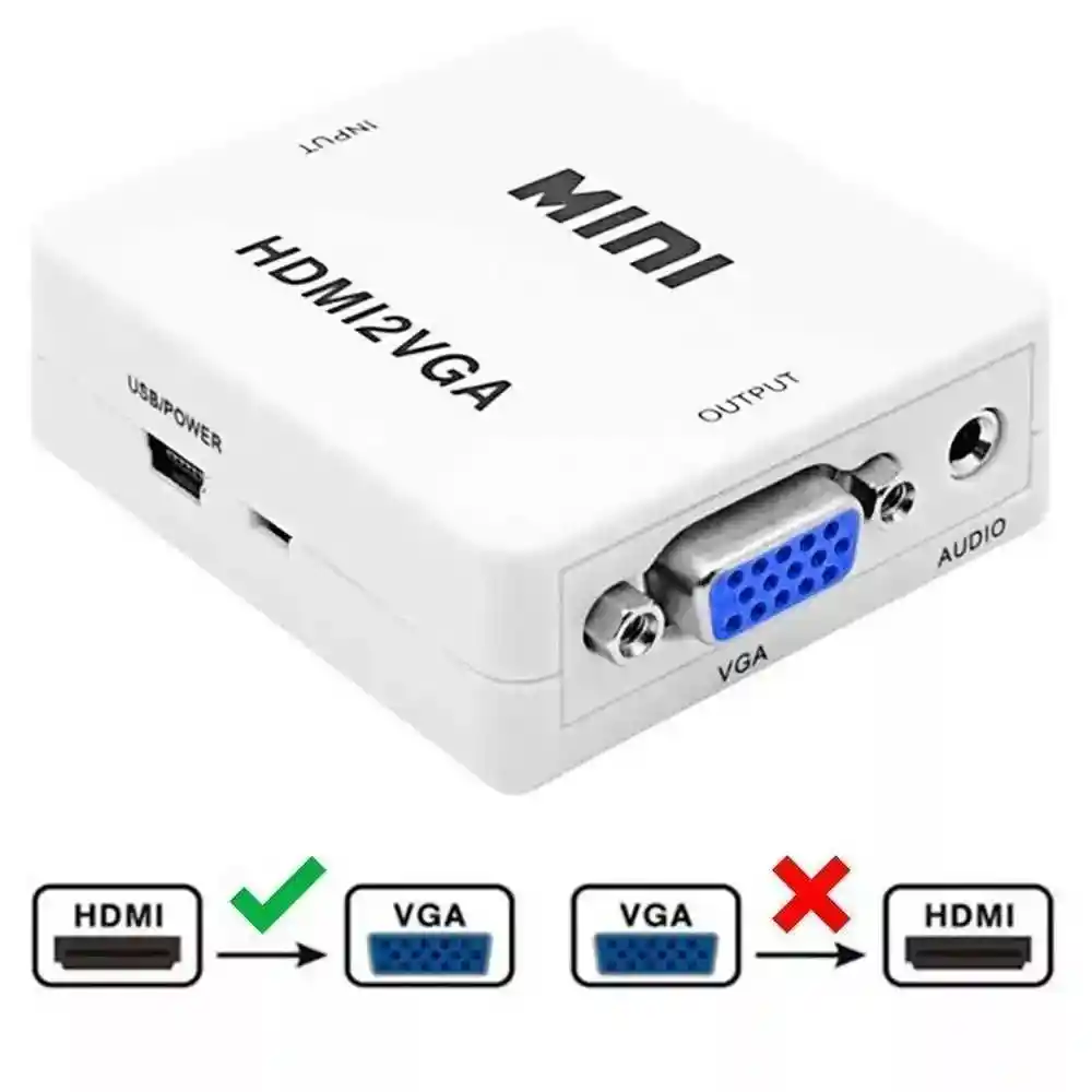 Convertidor Hdmi Vga Hdmi2vga Adaptador Video Audio 1080hd