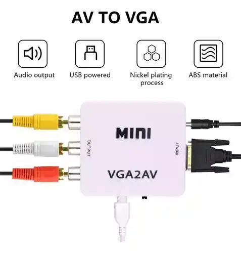 Convertidor Caja Vga Rca Vg2av Blanco Adaptador Mini No Bidireccional