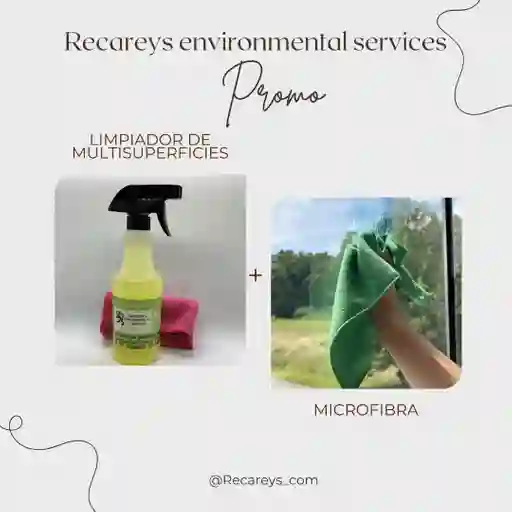 Limpiador Desinfectante De Multisuperficies Orgánico Y Microfibra Recareys