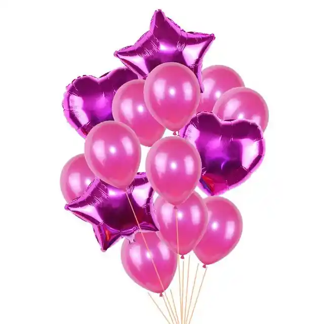 Globos De Látex Con Forma De Estrella Y Corazón Liso Fucsia