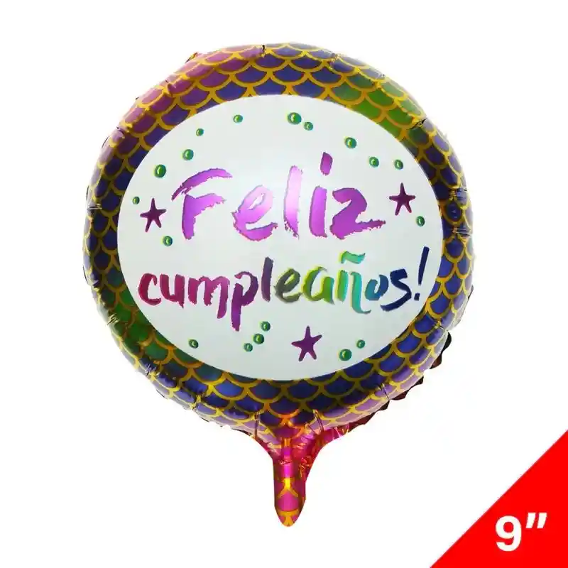 Globo Metálico Redondo Feliz Cumpleaños 10 Pulgadas