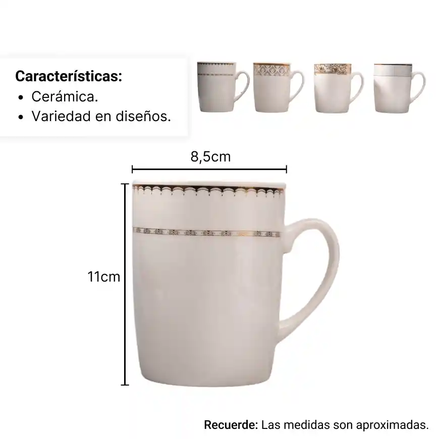 Mug Pocillo Blanco Ceramica