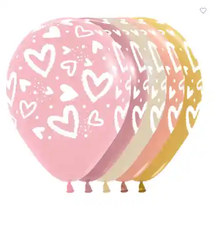 Globo De Latex Con Corazones X Docena