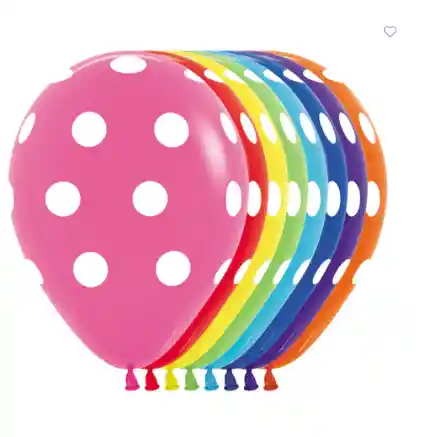 Globo De Latex, Con Puntos Blancos X Docena