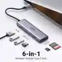 Adaptador Usb-c Ugreen 6 En 1 Puerto Hdmi 4k A 60hz Multipuertos Hub Usb 3.0 Lector Tarjeta Sd/tf