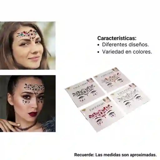 Gemas Pegatinas Faciales Decorativas Adhesivas