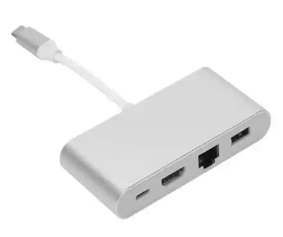 Adaptador De Tipo C A Hdmi + Ethernet + Usb 3.0 + Tipo C