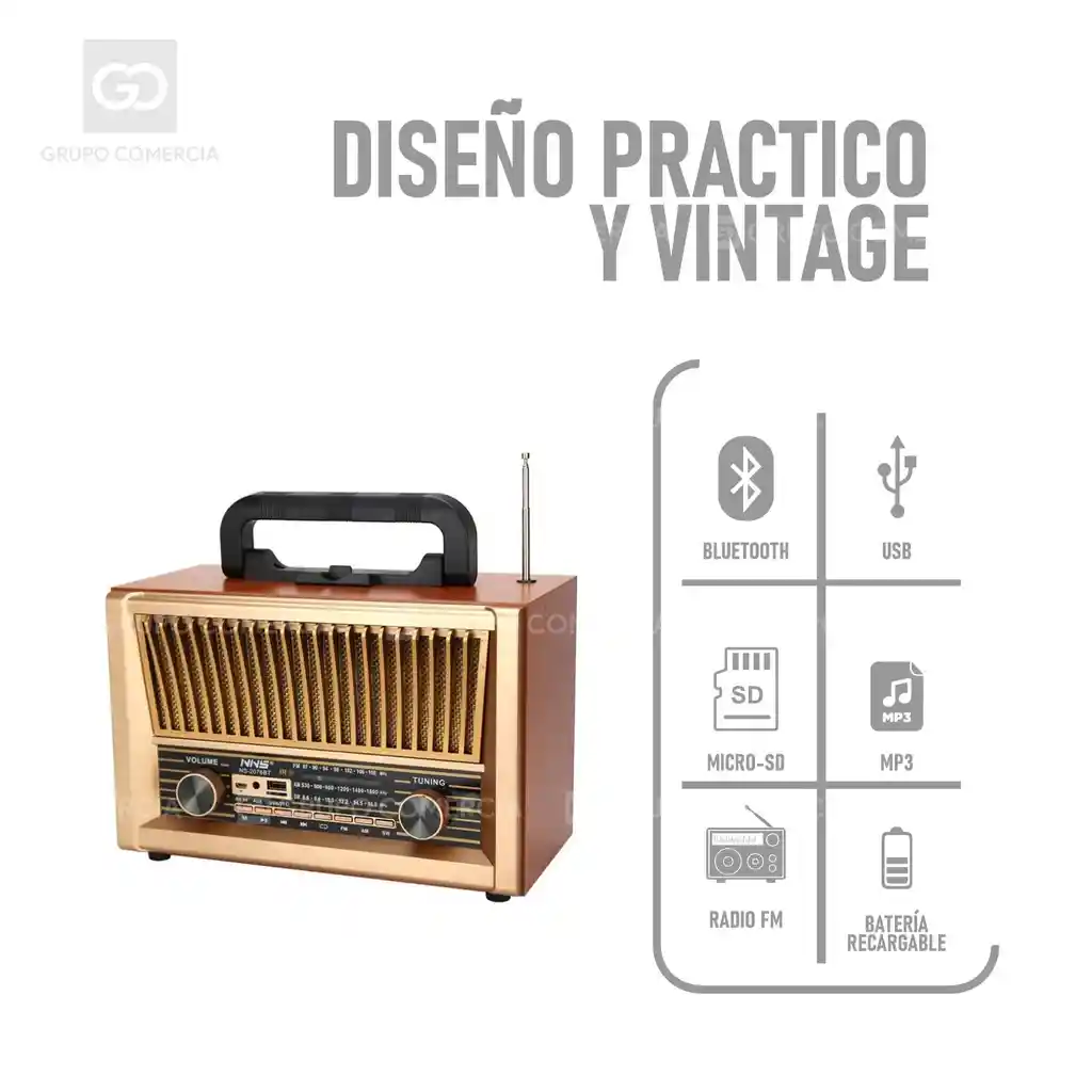 Radio Bluetooth Potente Recargable Grande Am/sm/sw Control