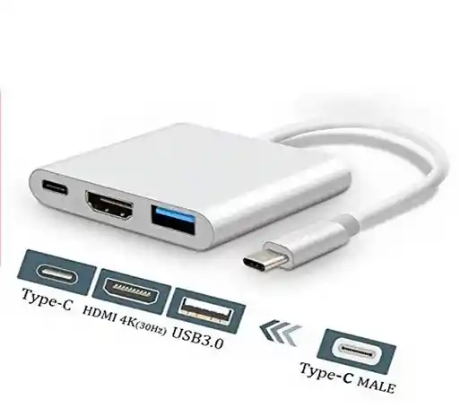 Adaptador De Tipo C A Hdmi + Usb 3.0 + Tipo C