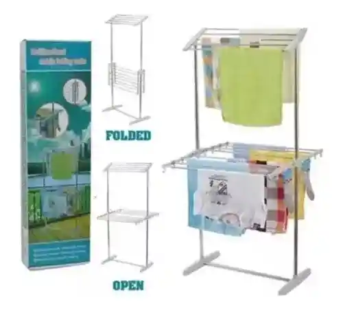 Tendedero De Ropa Plegable 2 Niveles Organizador Portátil