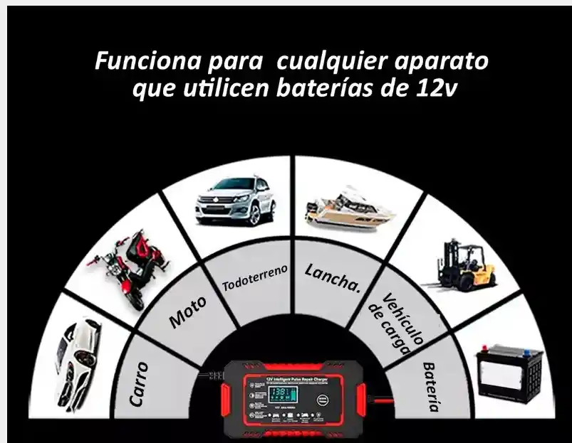 Cargador De Baterias Con Pantalla Lcd 12 V 6 A Carro Y Moto