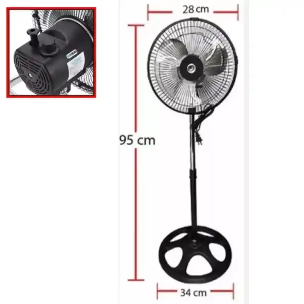 Ventilador Pedestal De Pie 10 Pulgadas Con 3 Aspas De Metal