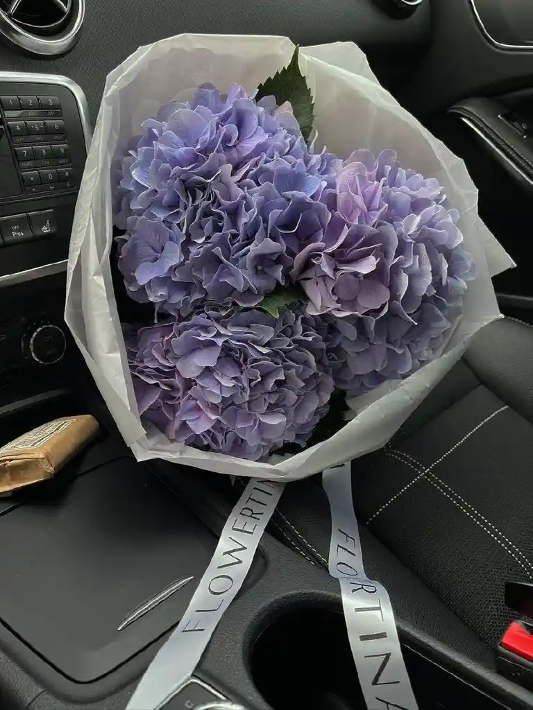 Bouquet De 6 Hortensias Morada En Papel Coreano