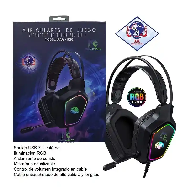 Diadema Gamer Rgb Microfono Aaa-920