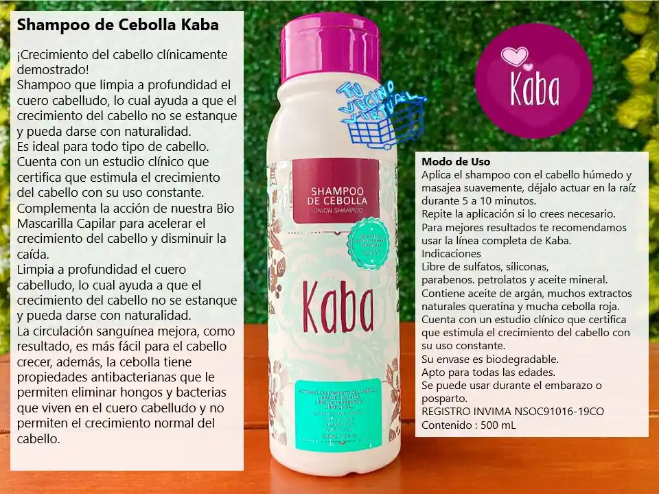 Kaba Shampoo De Cebolla + Bio Mascarilla Capilar Tratamiento Kaba