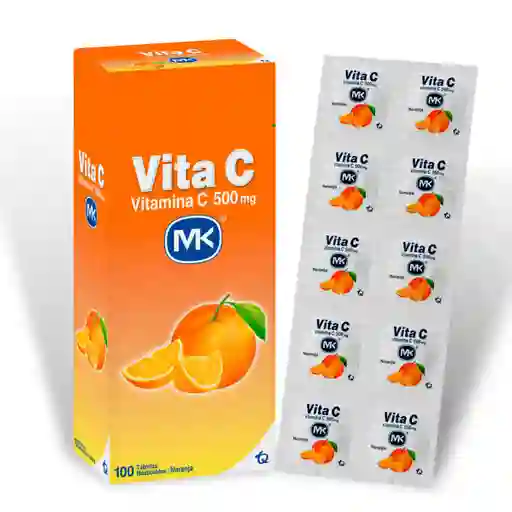Vita C Mk 500mg. Masticable Sabor Naranja X10 Tabletas