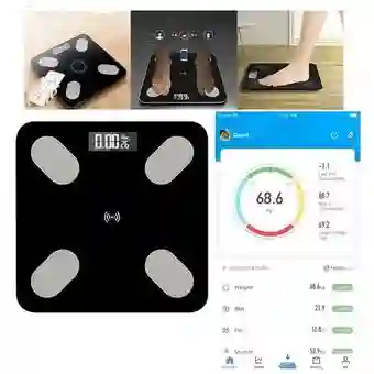 Balanza Digital Bluetooth Rosado+2 Pilas Aaa Pesa Personal