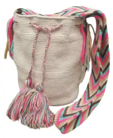 Mochila Wayuu Mediana Unicolor Originales Artesanía Guajira