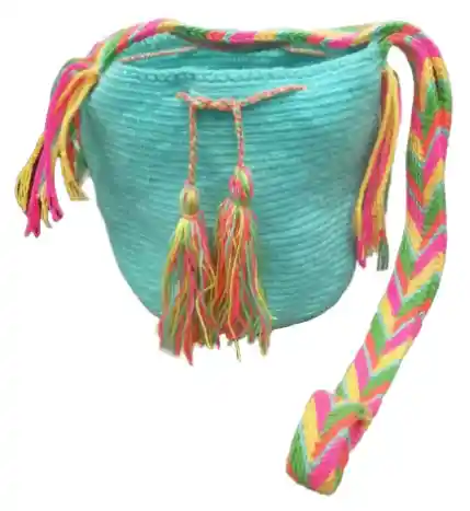 Mochila Wayuu Mediana Unicolor Originales Artesanía Guajira