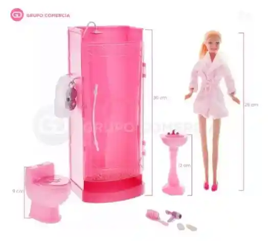 Muñeca Defa Lucy Baño Y Ducha Con Accesorios