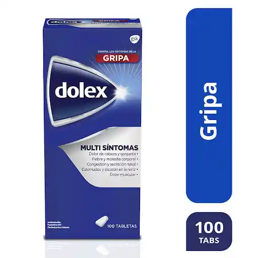 Dolex Gripa Multisíntomas Acetaminofén+fenilefrina+clorfeniramina 500mg/5mg/2mg X 100 Tabletas