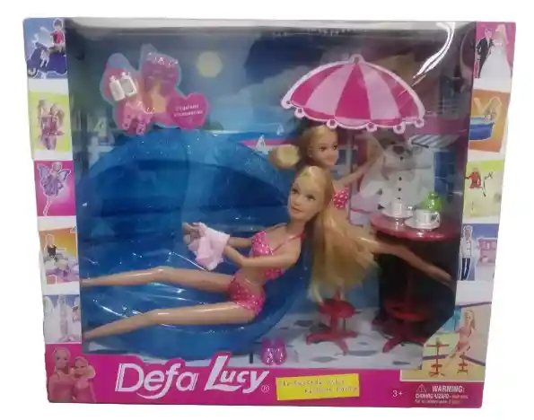 Muñeca Defa Lucy Con Piscina, Fiesta Junto Al Mar